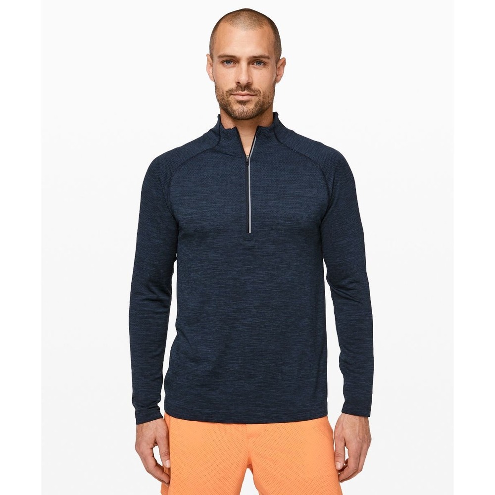 Lululemon Metal Vent Tech Long Sleeve Quarter Zip Mens Size Large Heathered Blue